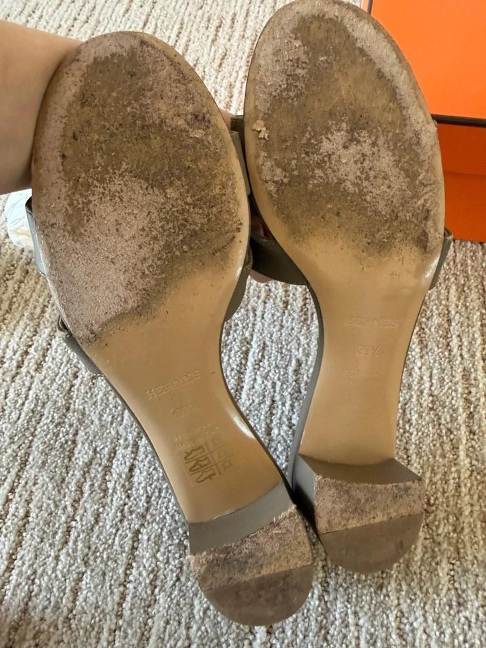 Oran Taupe Leather Slide Sandals - Picture 4 of 5